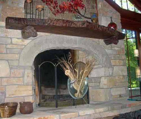 burl fireplace mantel