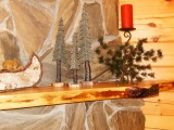 Log Cabin Decorating -- fireplace mantle